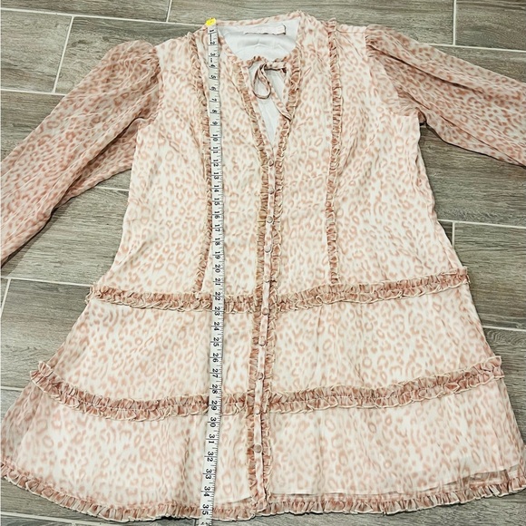 RACHEL PARCELL LEOPARD PRINT LACE SLEEVE RUFFLE MINI DRESS. Size XXL. - Picture 13 of 14